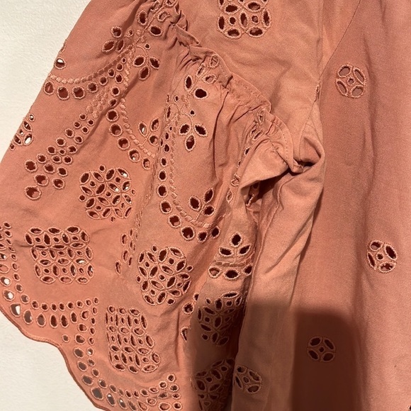 Madewell Eyelet Off-the-Shoulder Dress in dusty clay  - size 4 - Picture 6 of 8